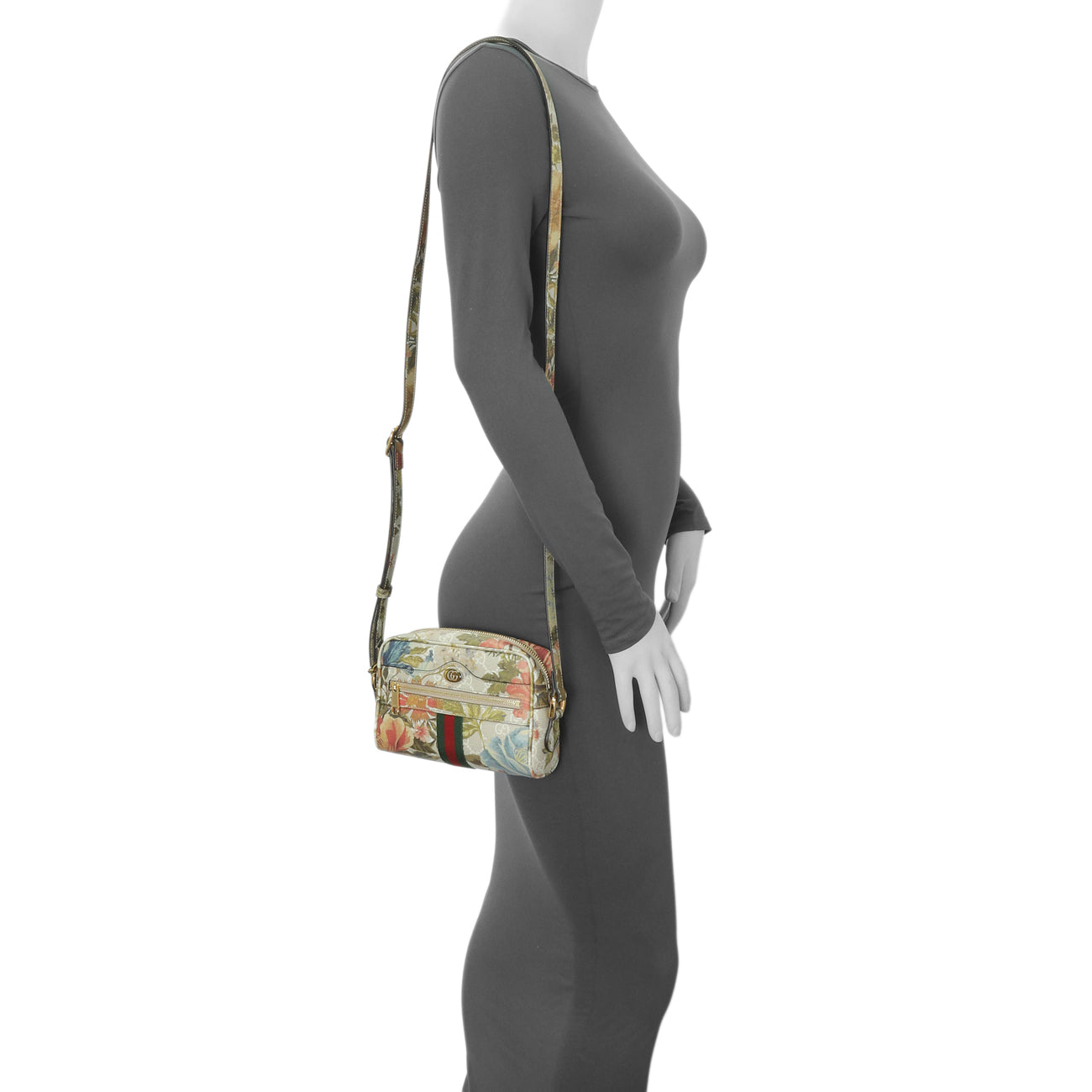 Exclusive Gucci GG Supreme Monogram Water Flora Web Mini Ophidia Shoulder Bag — Alternate View 12