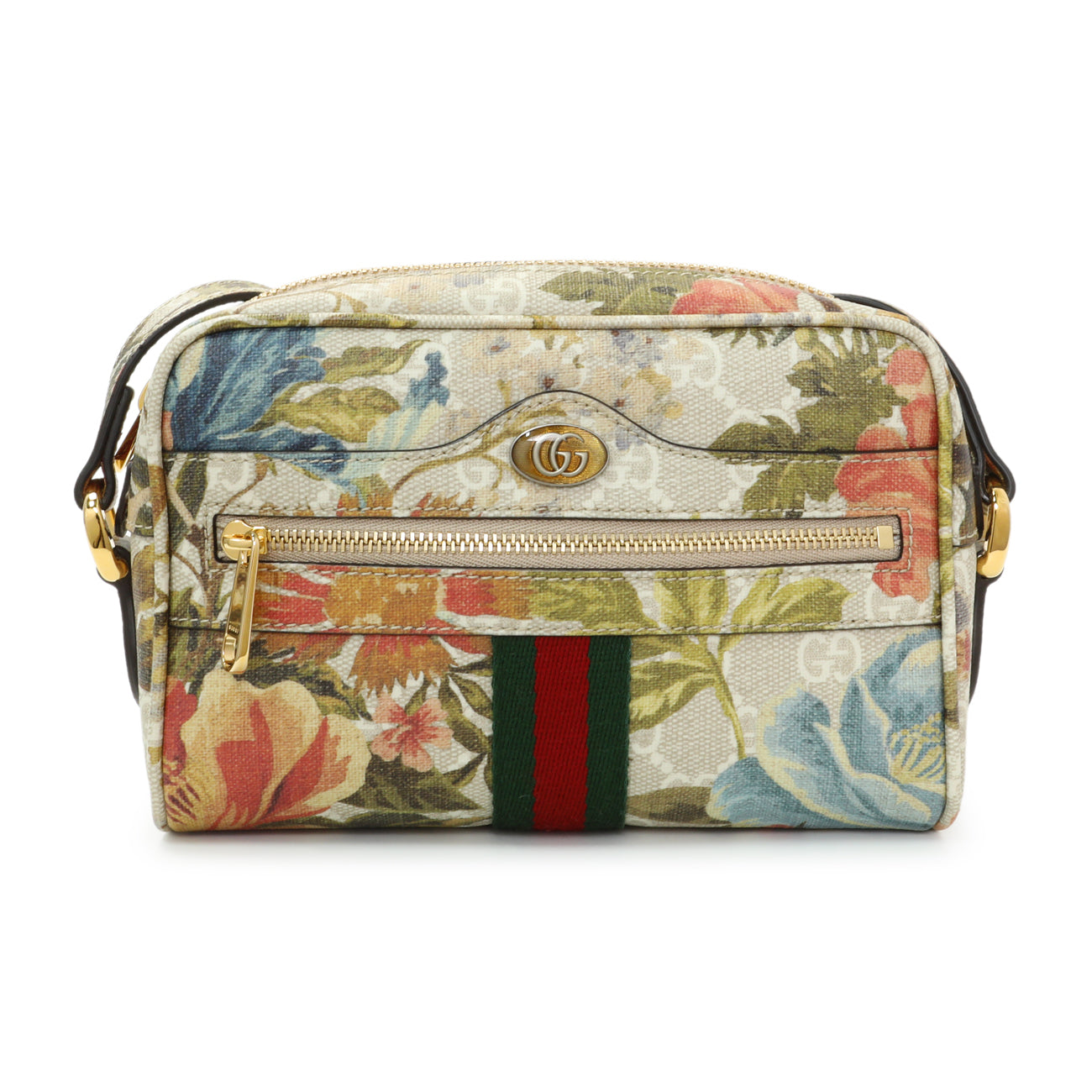 Exclusive Gucci GG Supreme Monogram Water Flora Web Mini Ophidia Shoulder Bag — Side View