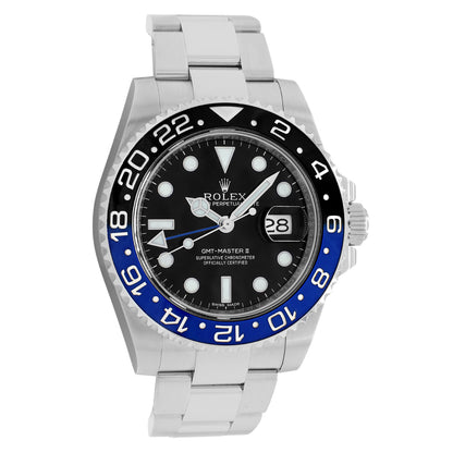 Exclusive Rolex Stainless Steel GMT Master II Batman 116710BLNR — Front View