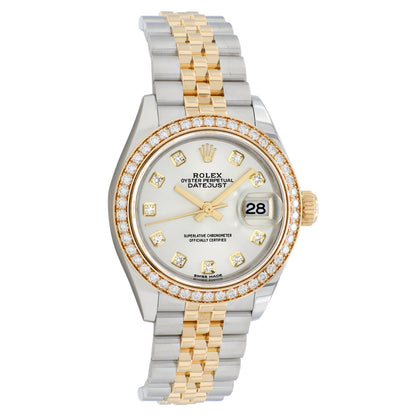 Exclusive Rolex 18K Yellow Gold Stainless Steel Datejust 28 279383 — Front View