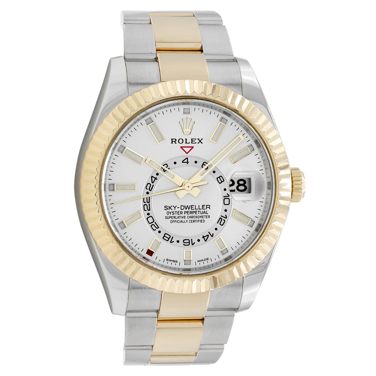 Exclusive Rolex 18K Yellow Gold Stainless Steel Sky-Dweller 326933 — Front View