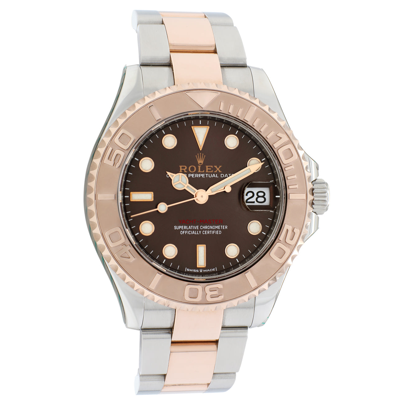 Exclusive Rolex 18K Rose Gold Stainless Steel Yacht-Master 37 268621 — Front View