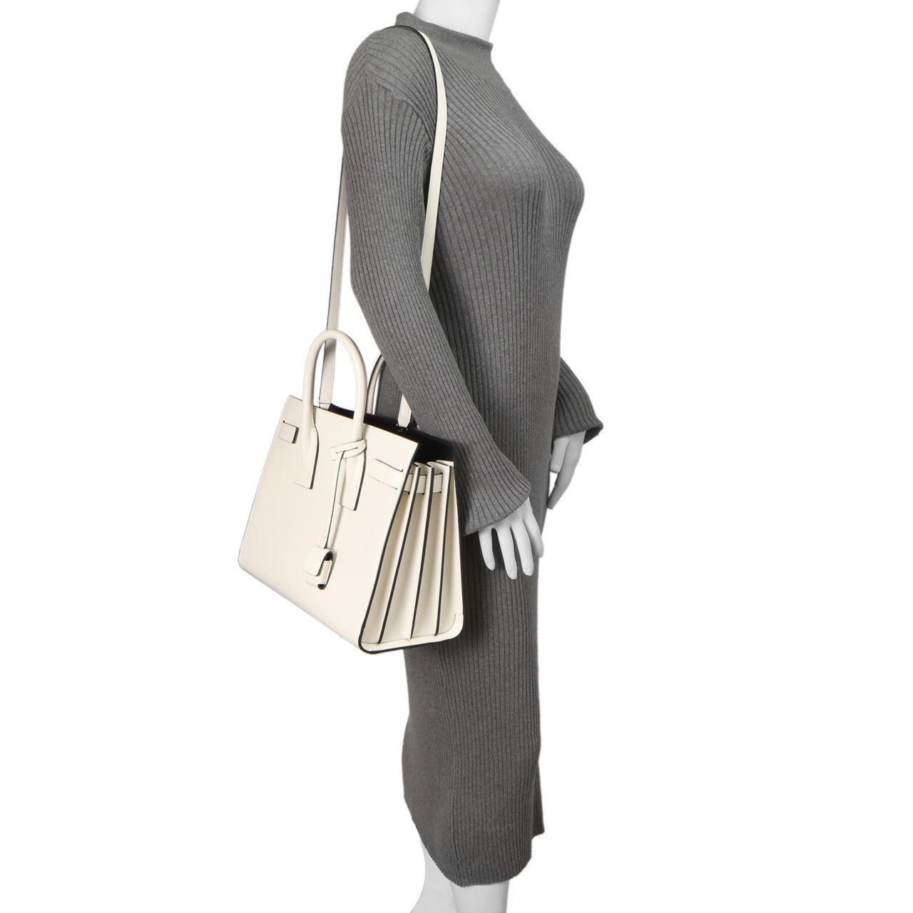 Exclusive Saint Laurent White Calfskin Small Sac De  Jour — Alternate View 12