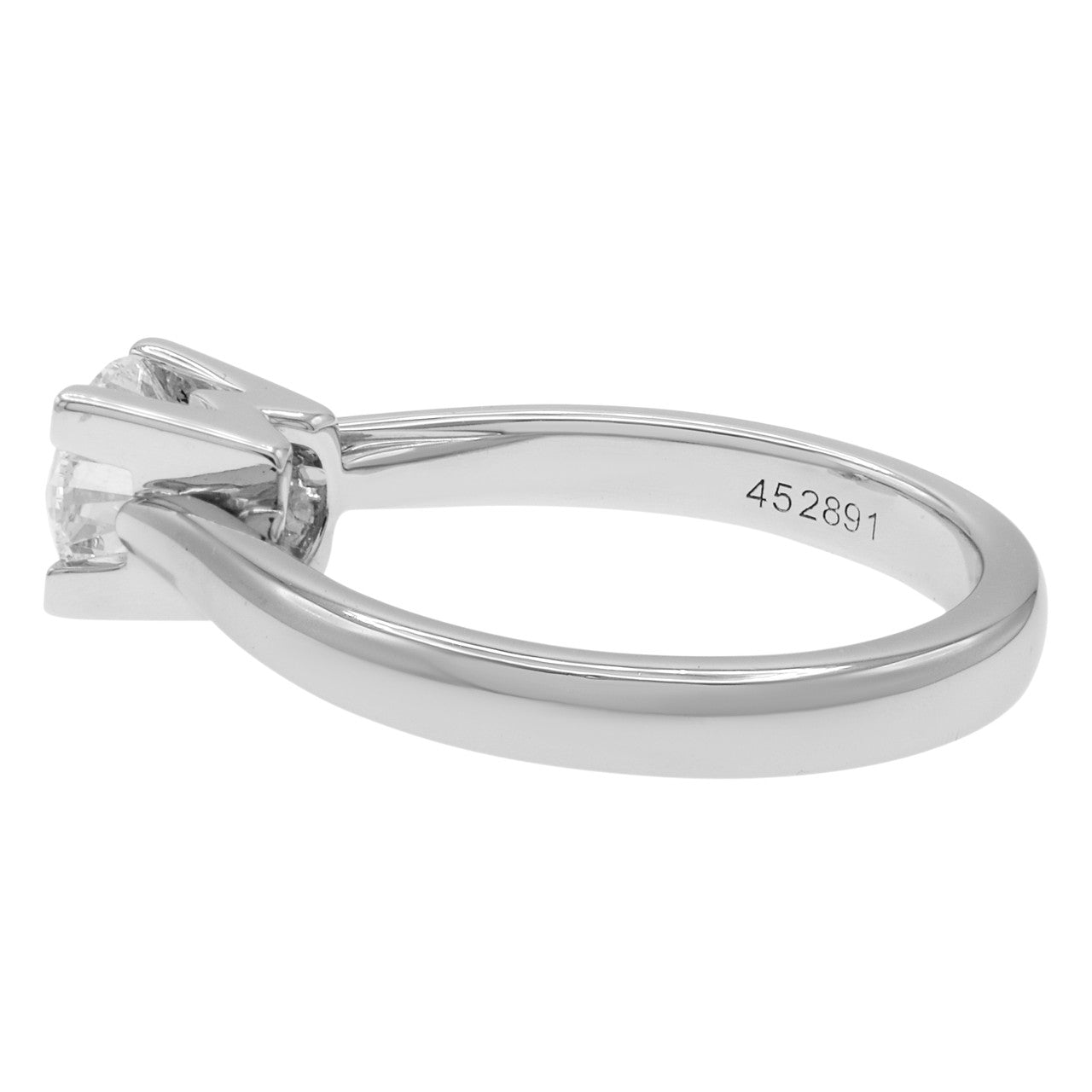 Exclusive Harry Winston Platinum HW Logo Diamond Engagement Ring — Side View