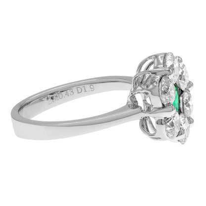 Exclusive 18K White Gold 0.43 Carat Emerald Blossom Diamond Ring — 4.75 — Back View