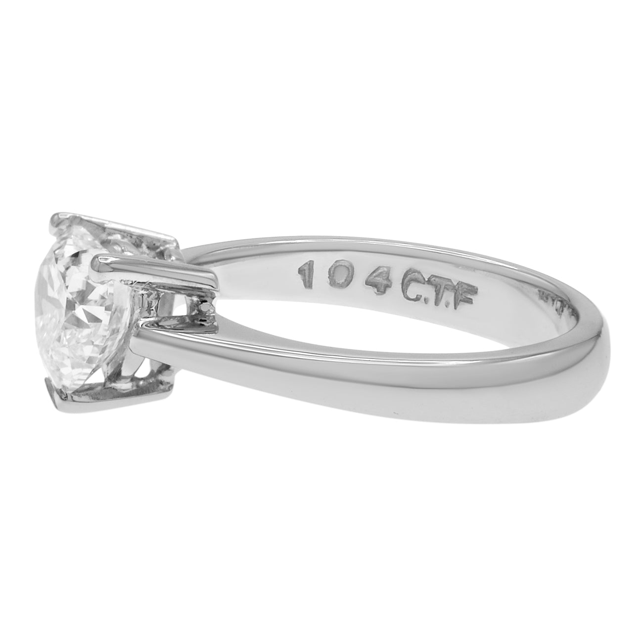 Exclusive 18K White Gold 1.04 Carat Heart Shaped Diamond Solitaire Ring — Back View