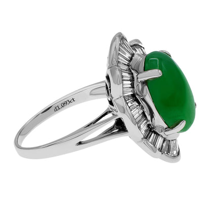 Exclusive 18k White Gold Jadeite & Diamond Ring — 4 — Side View