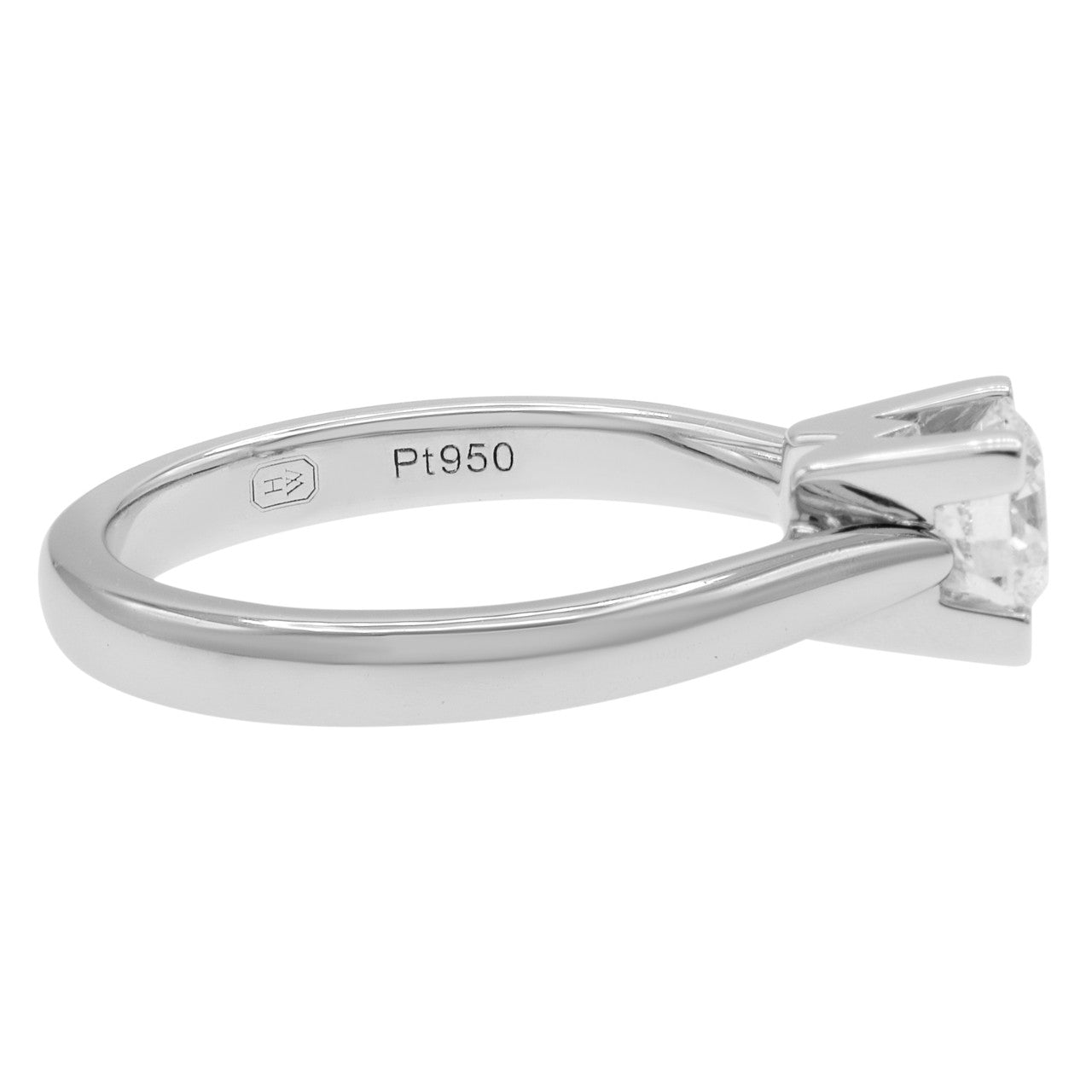 Exclusive Harry Winston Platinum HW Logo Diamond Engagement Ring — Back View