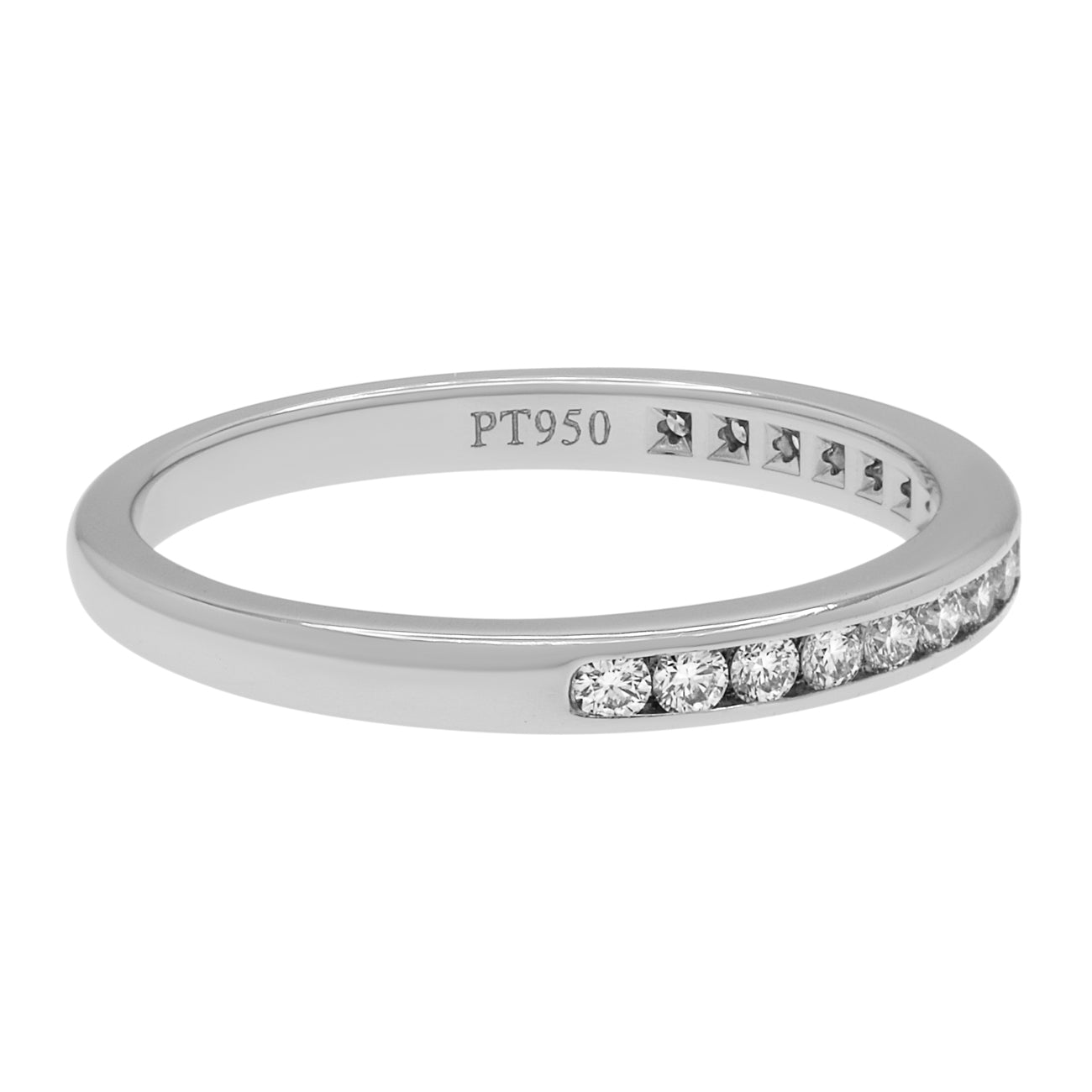 Exclusive Tiffany & Co. Platinum Diamond 2mm Half Circle Wedding Band — Back View
