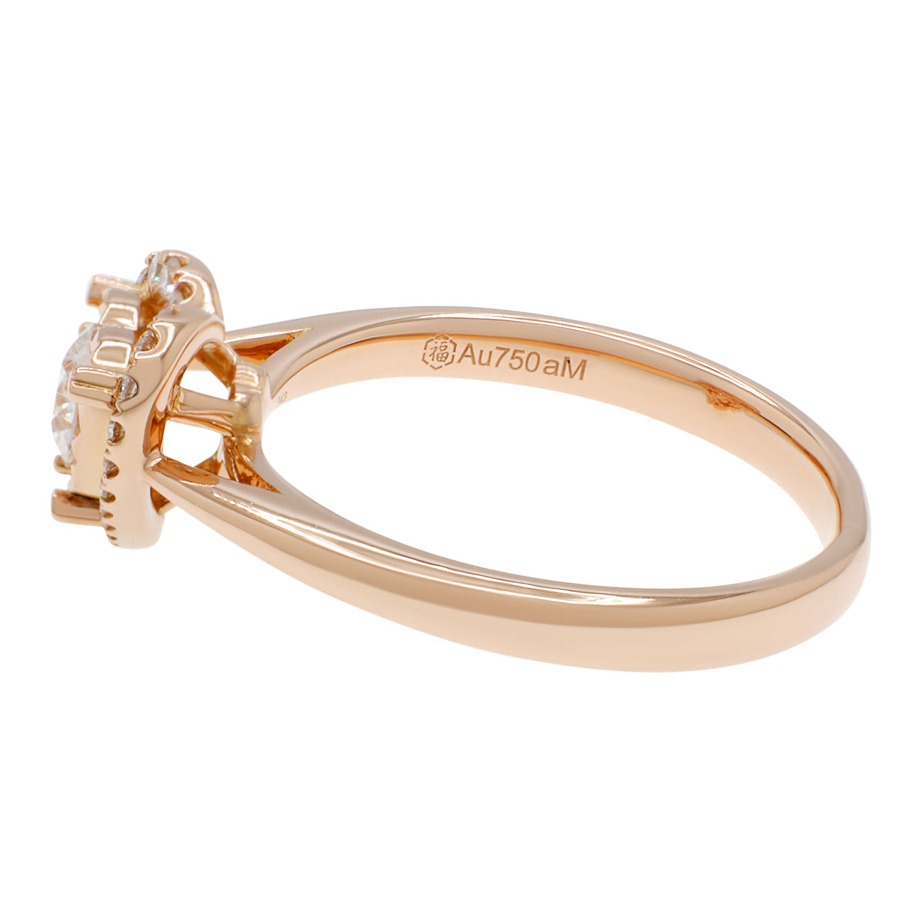 Exclusive 18K Rose Gold Diamond Heart Ring — 3.25 — Side View