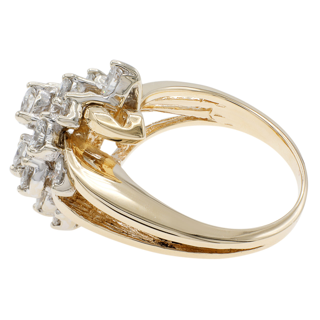 Exclusive 14K Yellow Gold 1.73 Carat Diamond Cluster Ring — 4.25 — Side View
