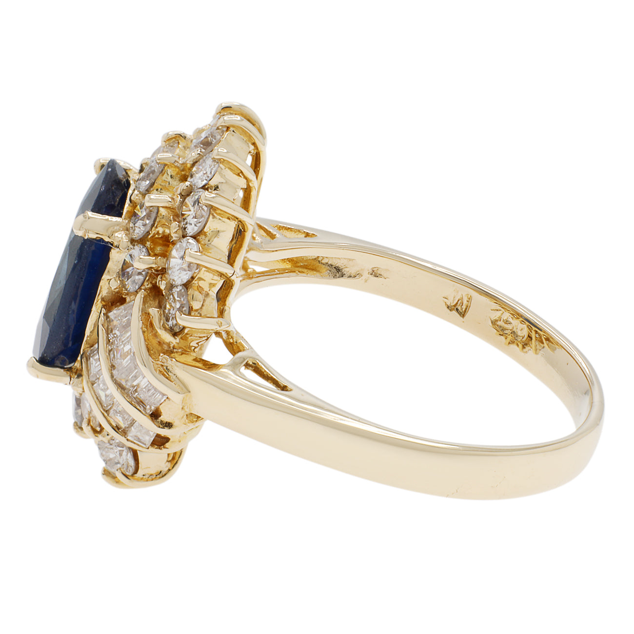 Exclusive 18K Yellow Gold 3.06 Carat Sapphire Ring — 4.5 — Side View