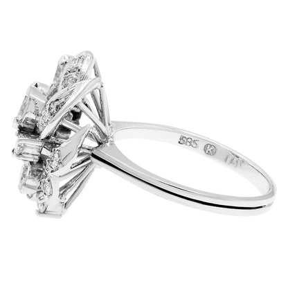 Exclusive 14K White Gold 0.74 Carat Cluster Ring — 3 — Side View
