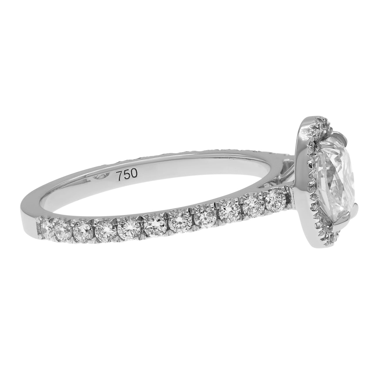 Exclusive 18K White Gold 0.75 Carat Oval Diamond Halo Ring — 5 — Side View