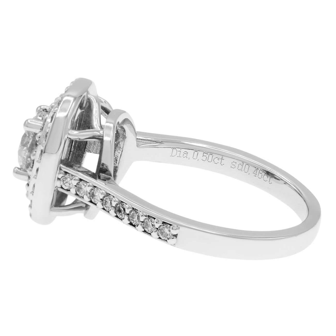 Exclusive 18K White Gold 0.50 Carat Halo Diamond Ring — 4 — Side View