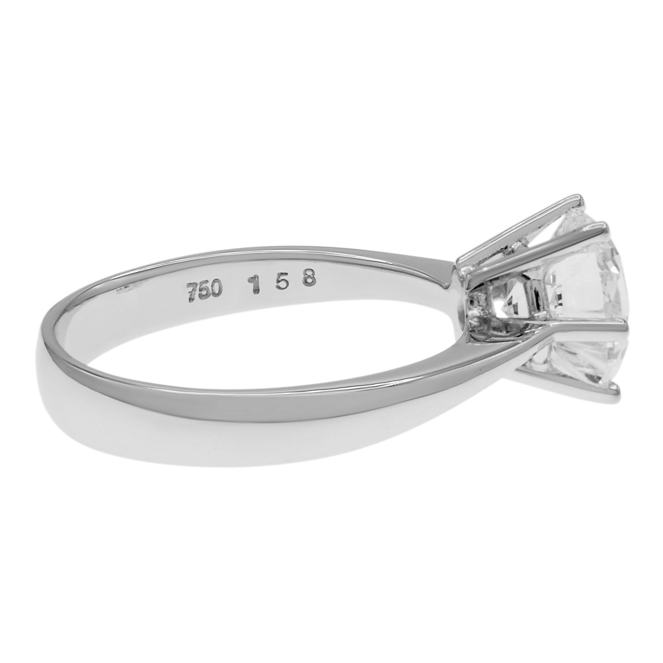 Exclusive 18K White Gold 1.58 Carat Solitaire Diamond Ring — 3.5 — Back View