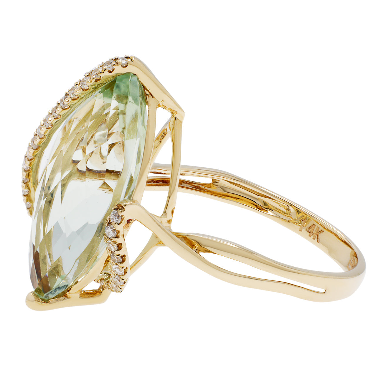 Exclusive 14K Yellow Gold 8.21 Carat Green Quartz Ring — 5 — Side View