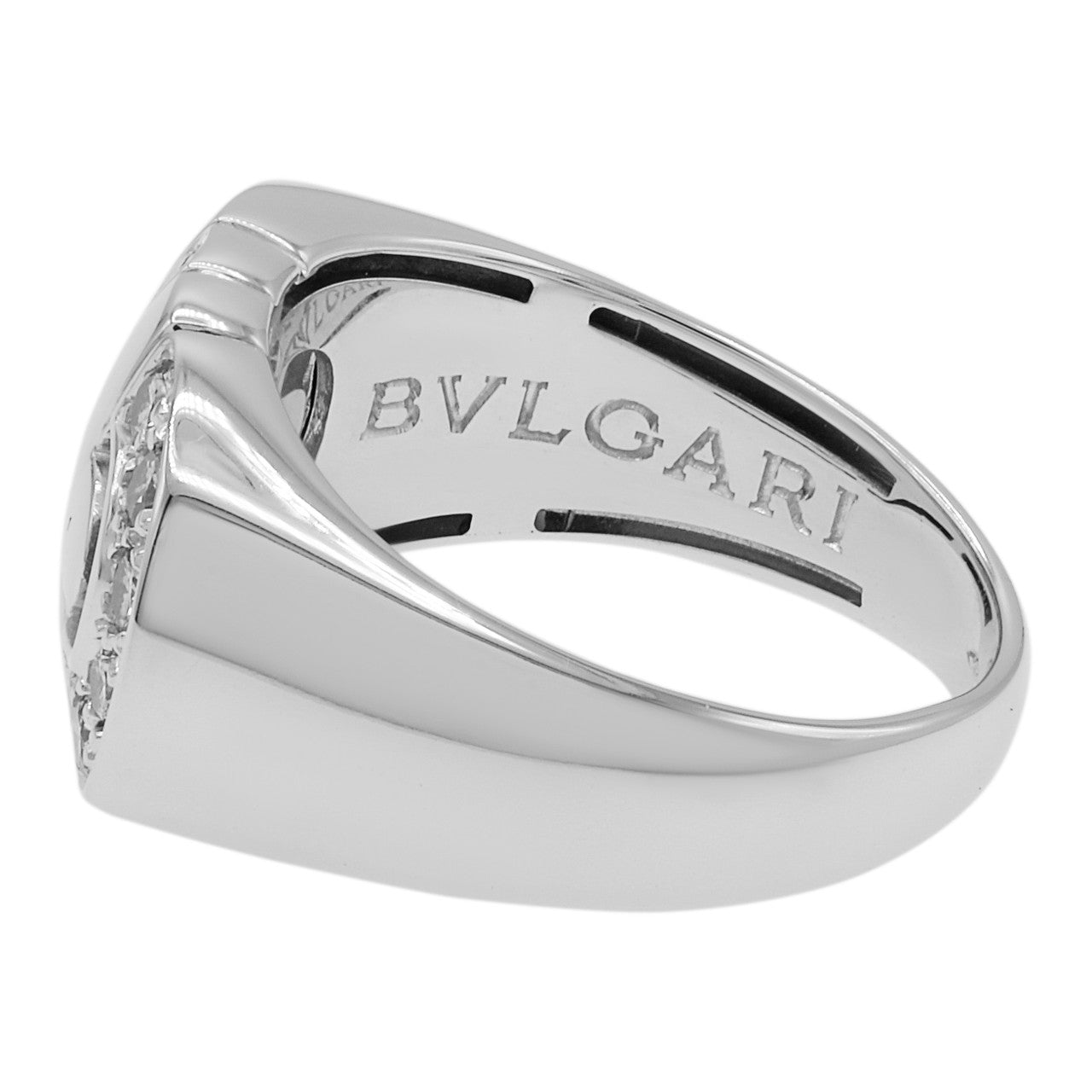 Exclusive Bulgari 18K White Gold Diamond Parentesi Ring — Side View