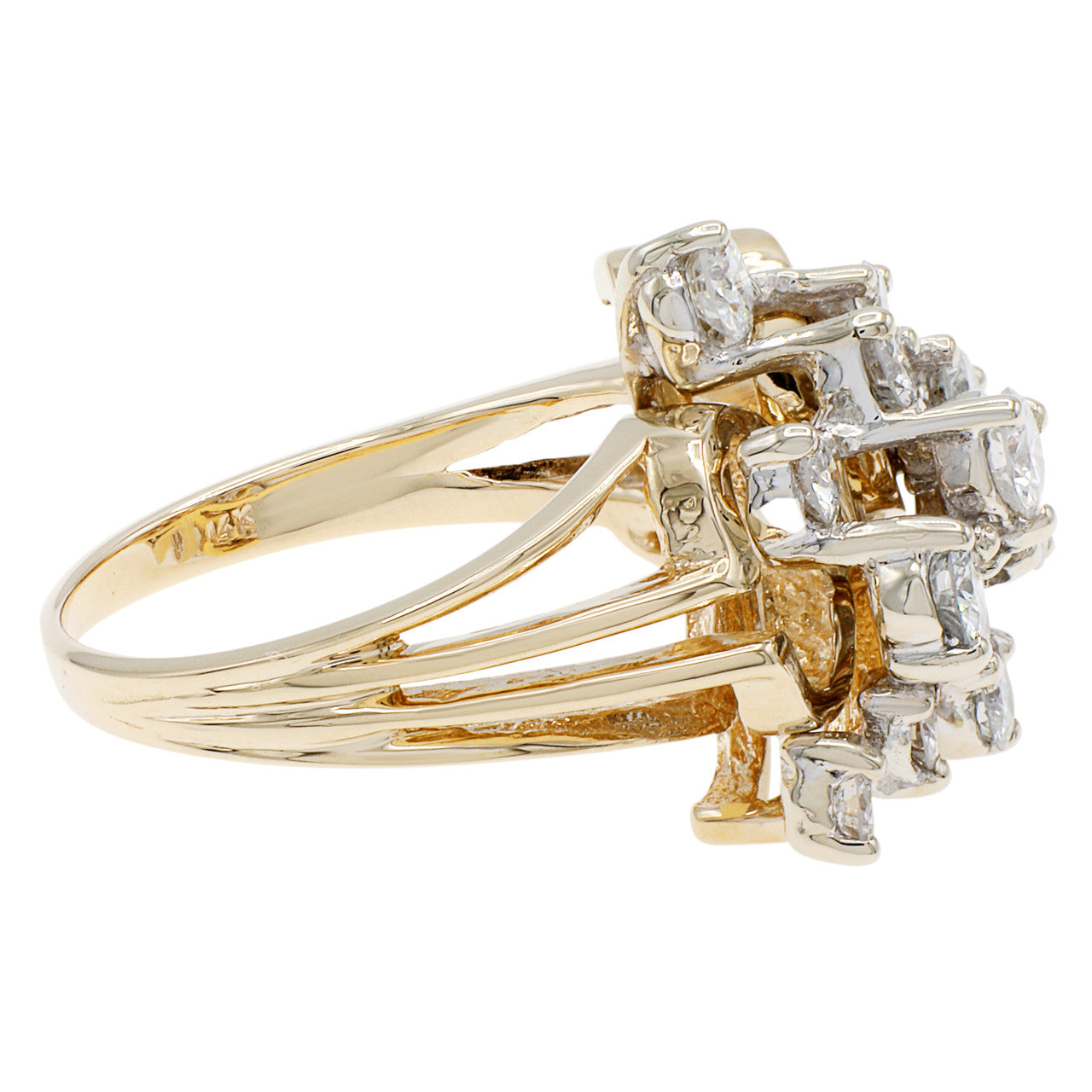 Exclusive 14K Yellow Gold 1.73 Carat Diamond Cluster Ring — 4.25 — Back View