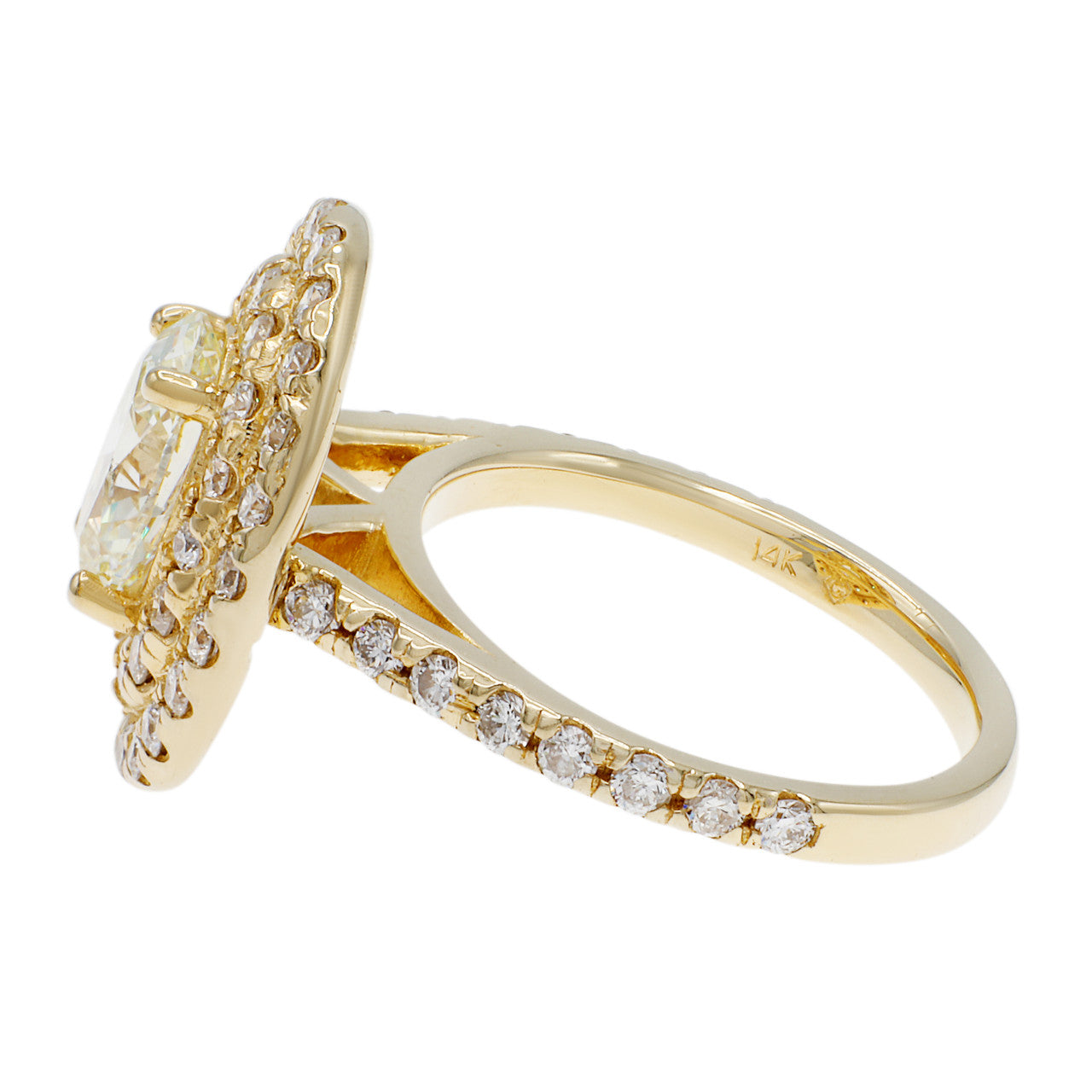 Exclusive 14K Yellow Gold 1.21 Carat Oval Diamond Ring — 3.5 — Side View