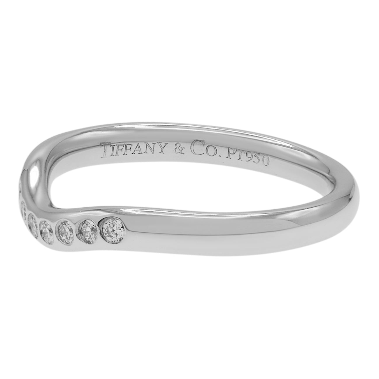 Exclusive Tiffany & Co. Platinum Diamond Elsa Peretti Wedding Band Ring — Side View