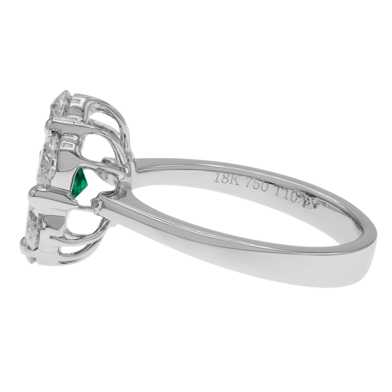 Exclusive 18K White Gold 0.43 Carat Emerald Blossom Diamond Ring — 4.75 — Side View