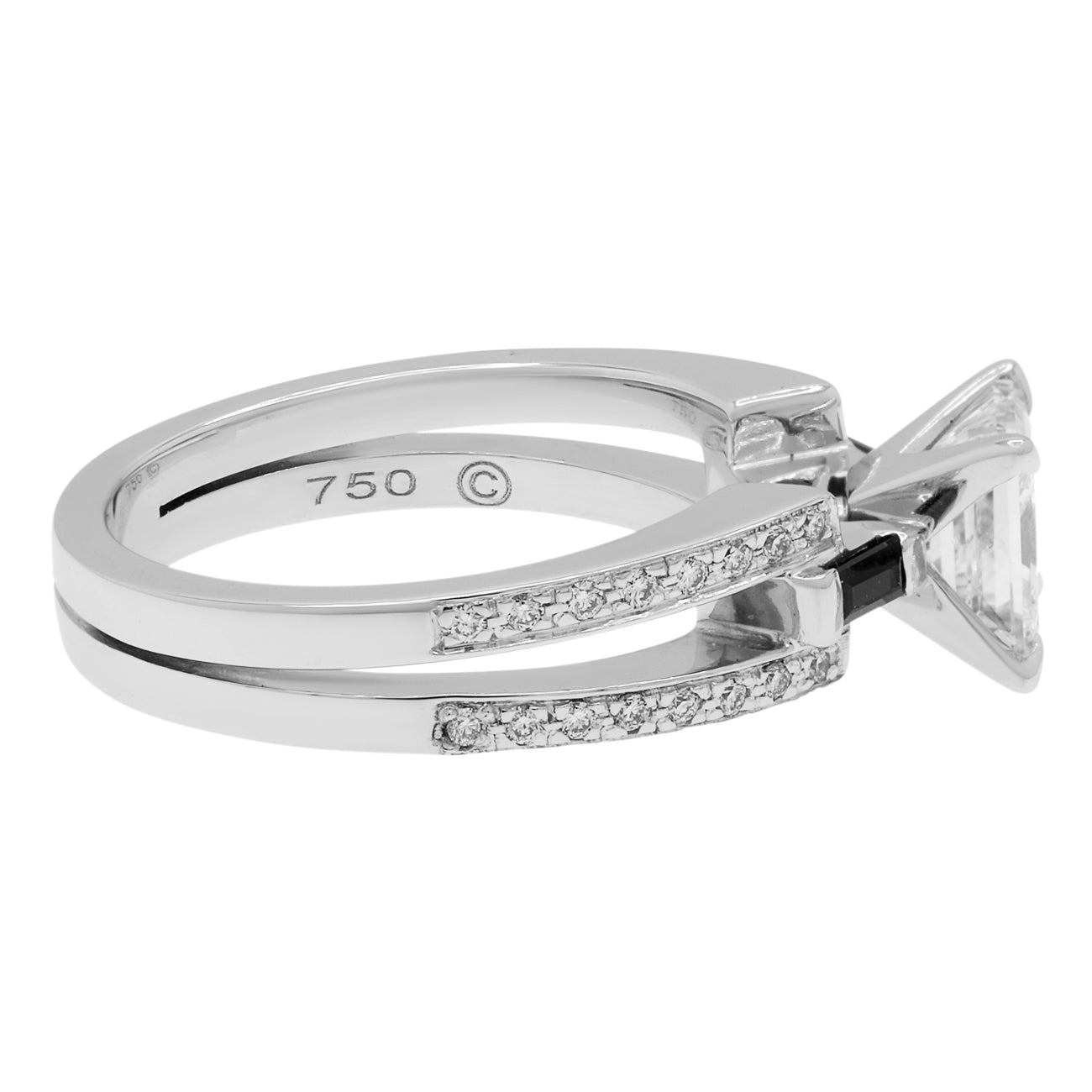 Exclusive 18K White Gold 1.20 Carat Princess Diamond Ring — 4.5 — Side View