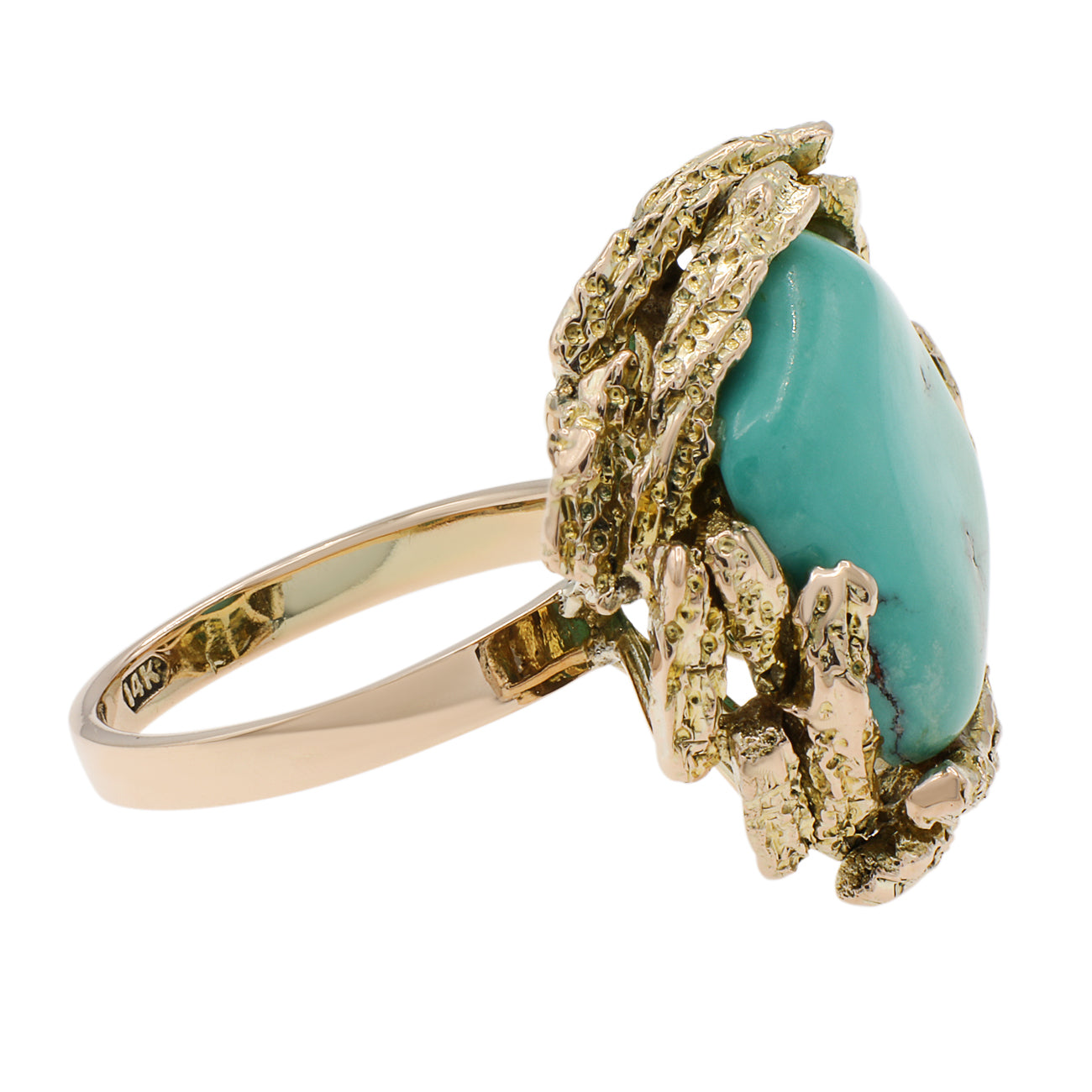 Exclusive 14K Yellow Gold Turquoise Ring — 5 — Side View