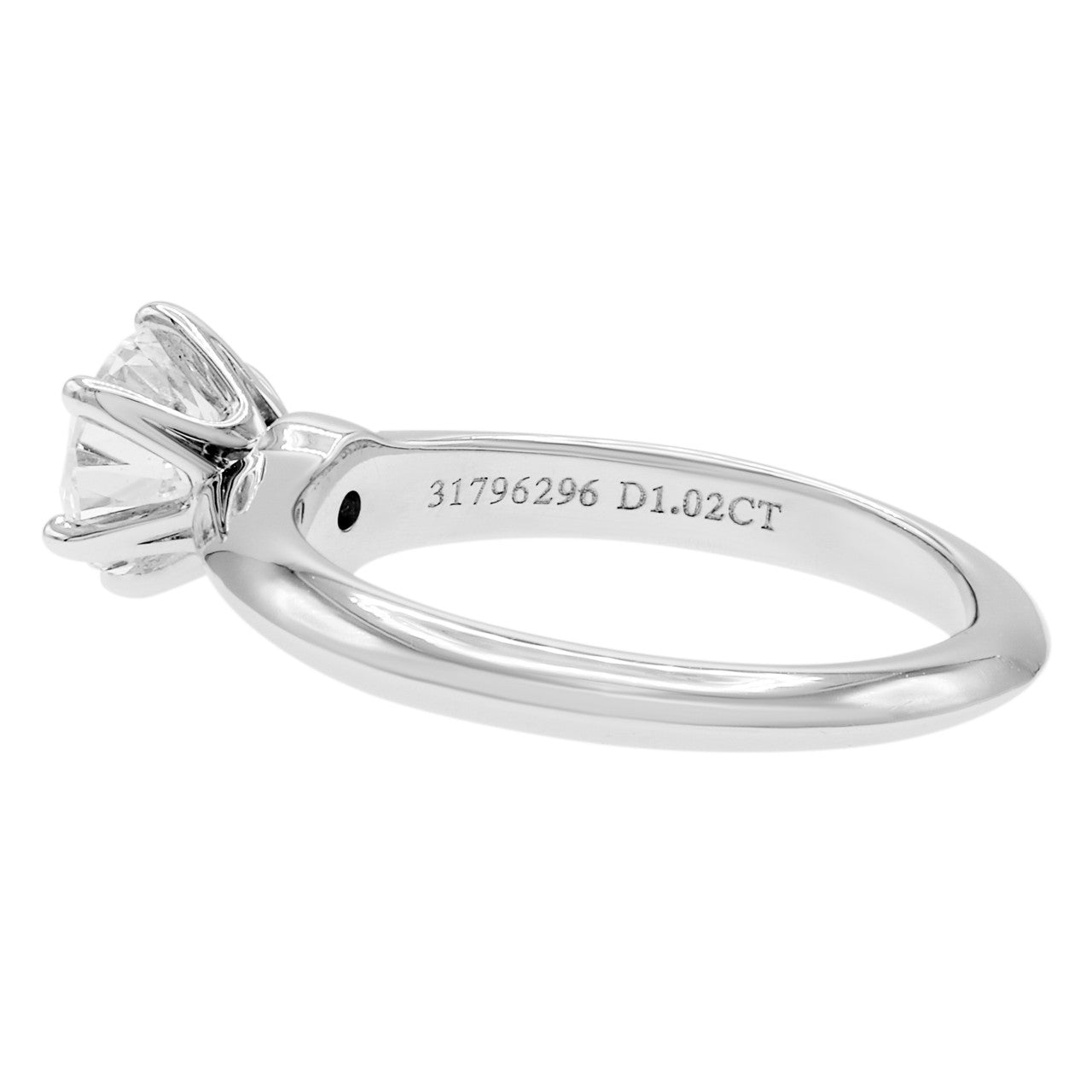 Exclusive Tiffany & Co. Platinum 1.02 Carat Diamond Engagement Ring — Side View