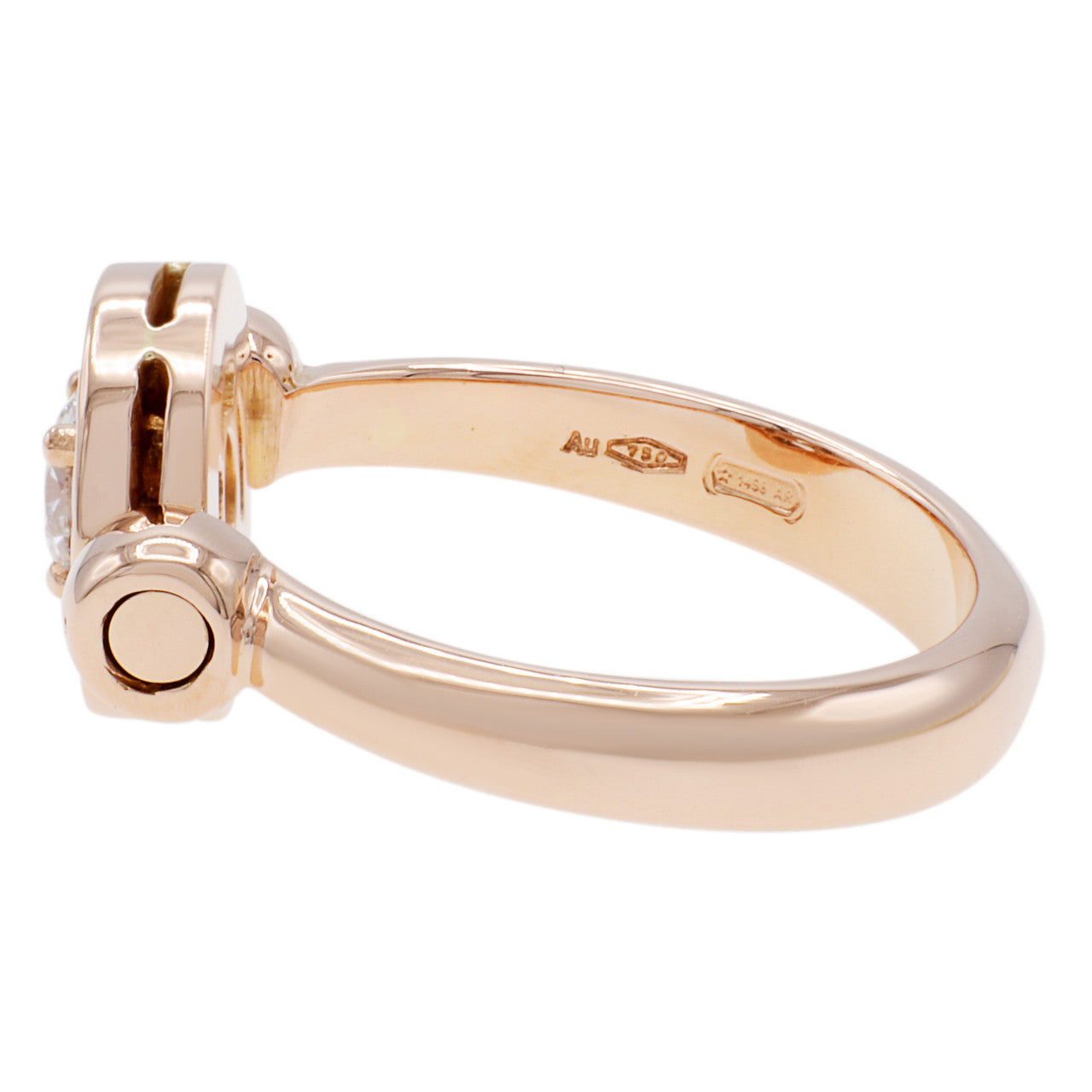 Exclusive Bulgari 18K Rose Gold Diamond Bvlgari Bvlgari Flip Ring — Side View