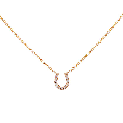 Exclusive Tiffany & Co. 18K Rose Gold Diamond Horseshoe Pendant Necklace — Front View