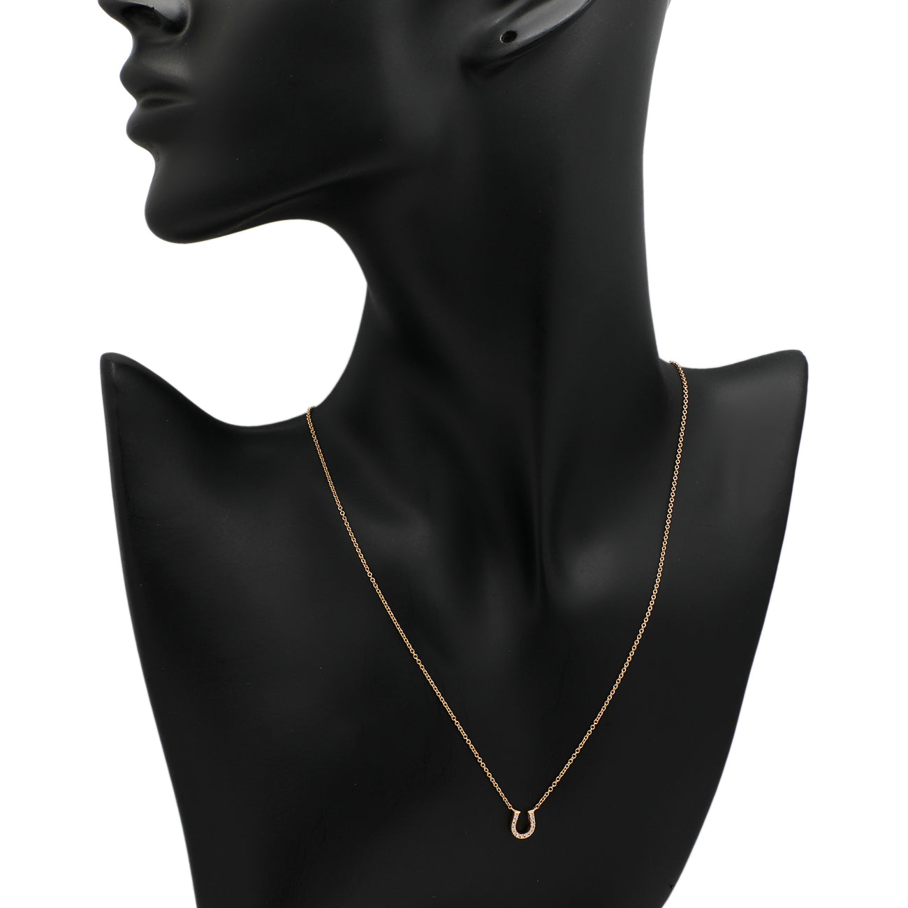 Exclusive Tiffany & Co. 18K Rose Gold Diamond Horseshoe Pendant Necklace — Detail View