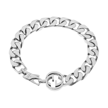 Exclusive Gucci Sterling Silver Interlocking G Bracelet — Front View
