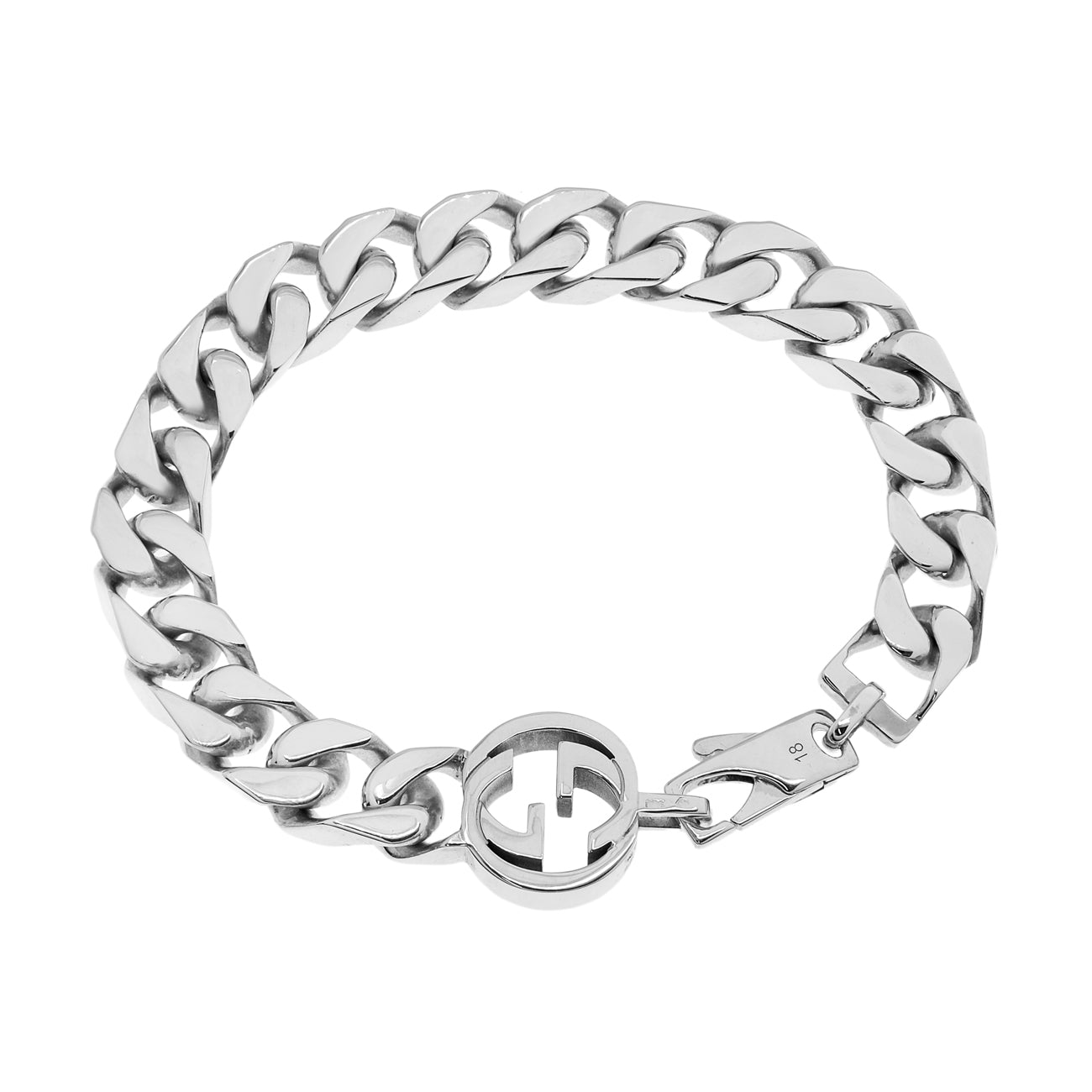 Exclusive Gucci Sterling Silver Interlocking G Bracelet — Side View