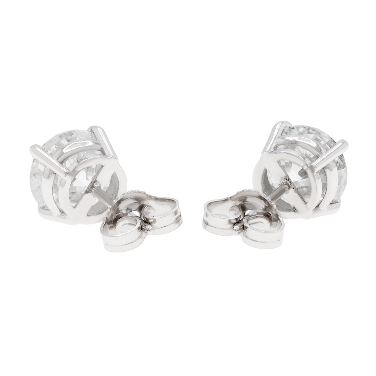 Exclusive 14K White Gold 2.40 Carat Diamond Stud Earrings — Side View