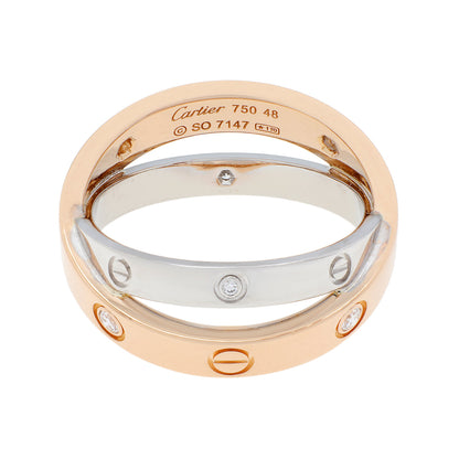 Exclusive Cartier 18K Pink Gold White Gold 6 Diamond Love Ring — Front View