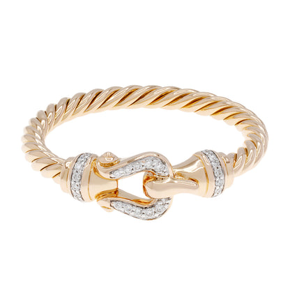 Exclusive David Yurman 18K Rose Gold Diamond Petite Buckle Ring — Front View