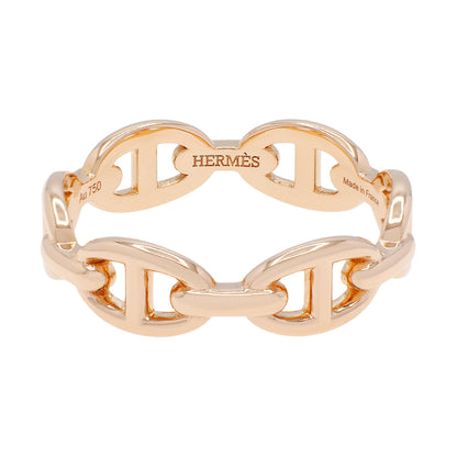 Exclusive Hermes 18K Rose Gold PM Chaine d'Ancre Enchainee Ring — Front View