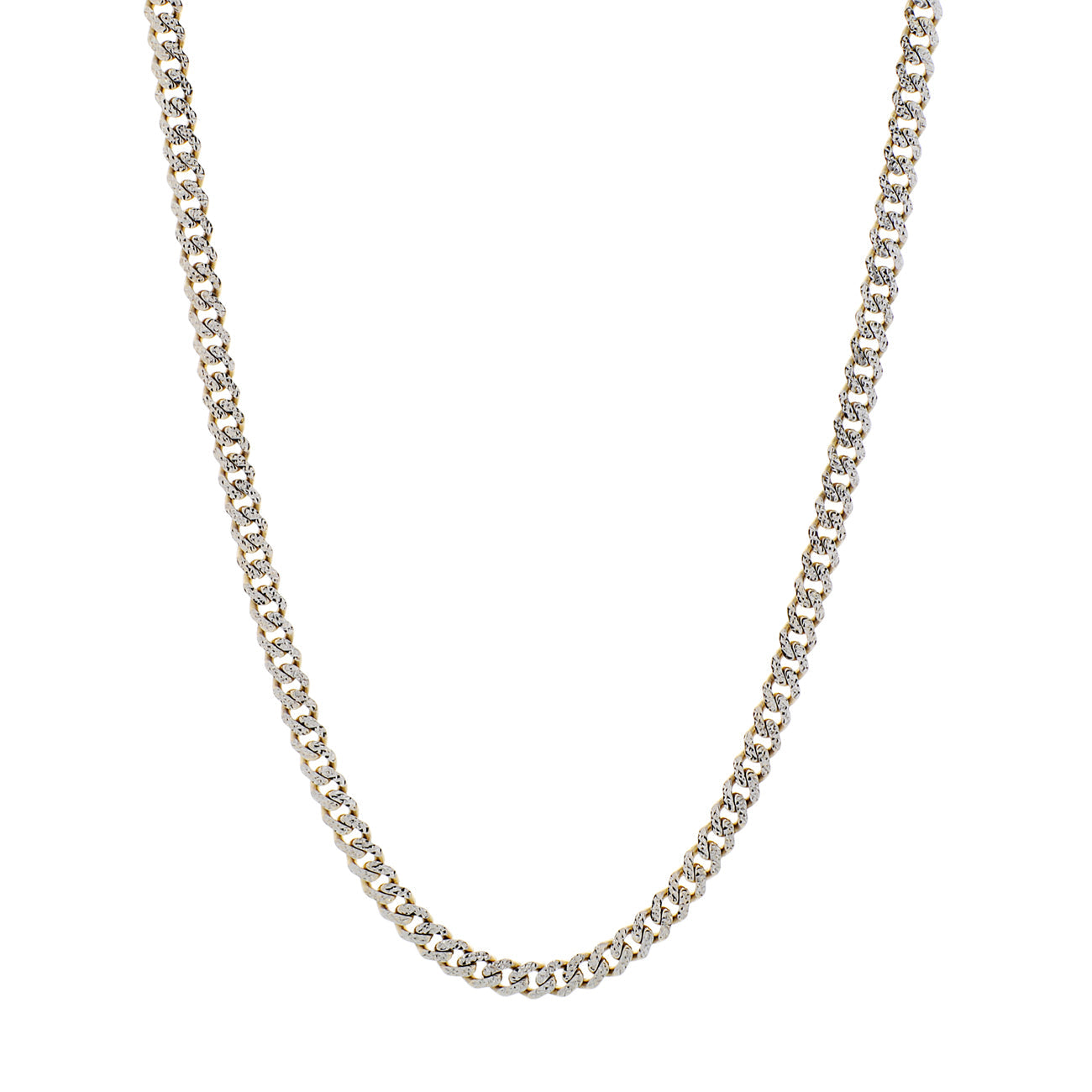 Exclusive 10K Yellow Gold Monaco Diamond Cut Curb Link Chain — Front View