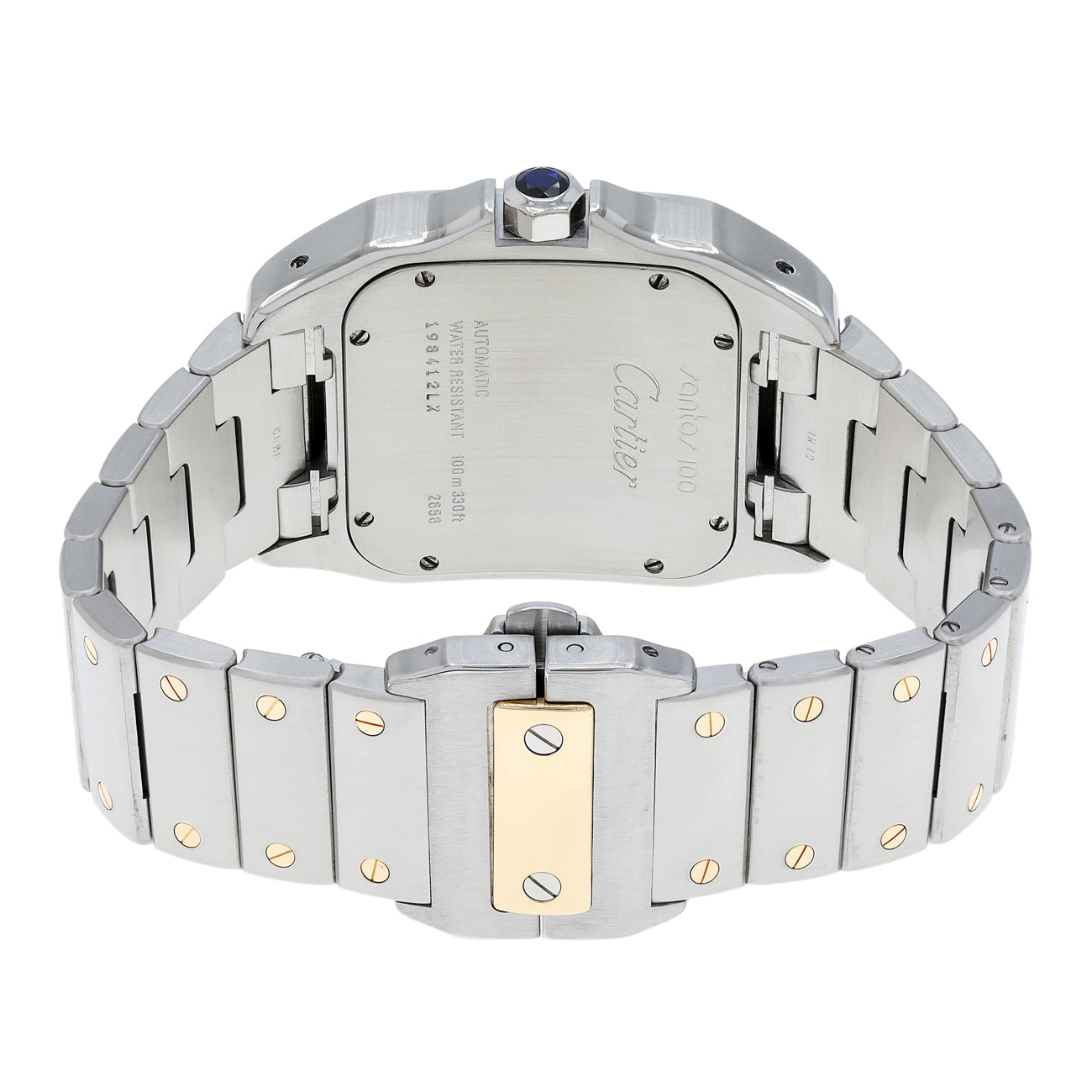 Exclusive Cartier Stainless Steel 18K Yellow Gold Santos 100 XL W200728G — Side View