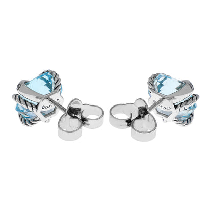 Exclusive David Yurman Sterling Silver Topaz Cable Wrap Stud Earrings — Side View