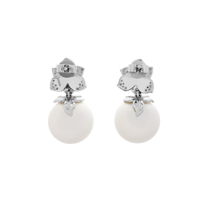 Exclusive 18K White Gold 12.9mm South Sea Pearl Blossom Drop Earrings — Side View