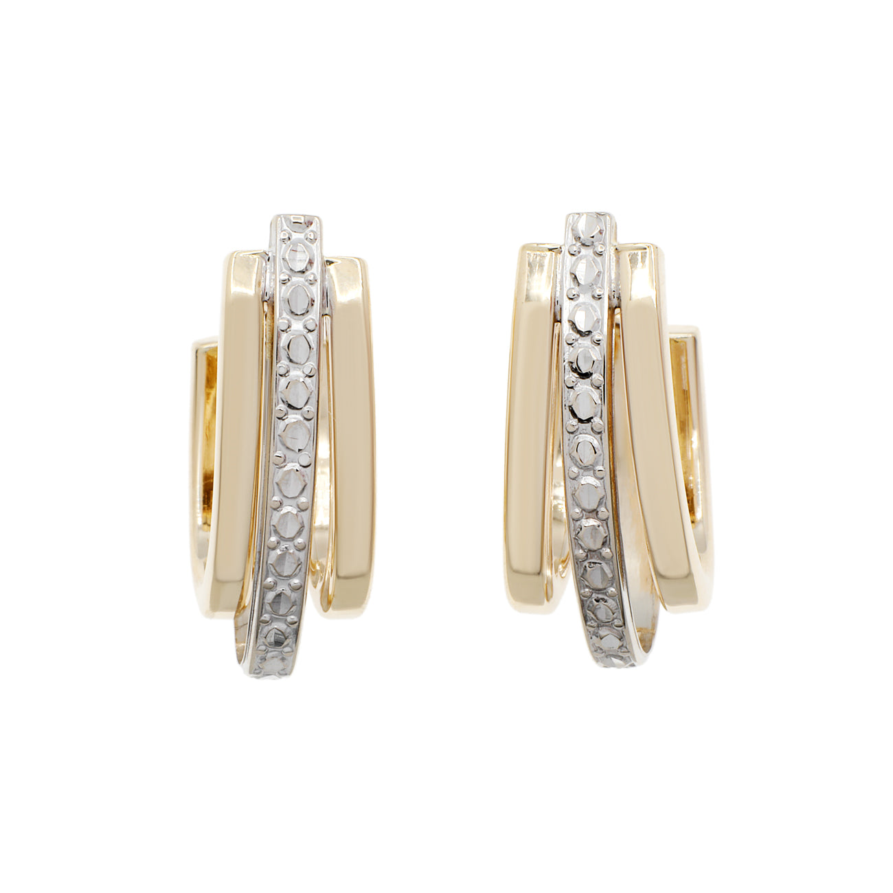 Exclusive 10K Yellow/White Gold Earrings — Front View