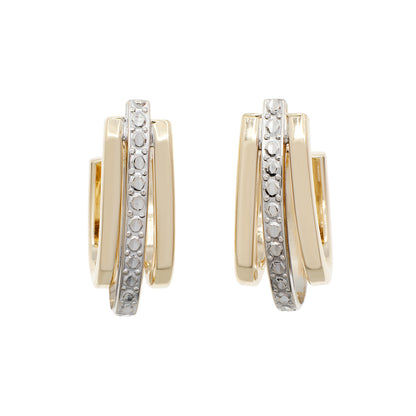 Exclusive 10K Yellow/White Gold Earrings — Front View