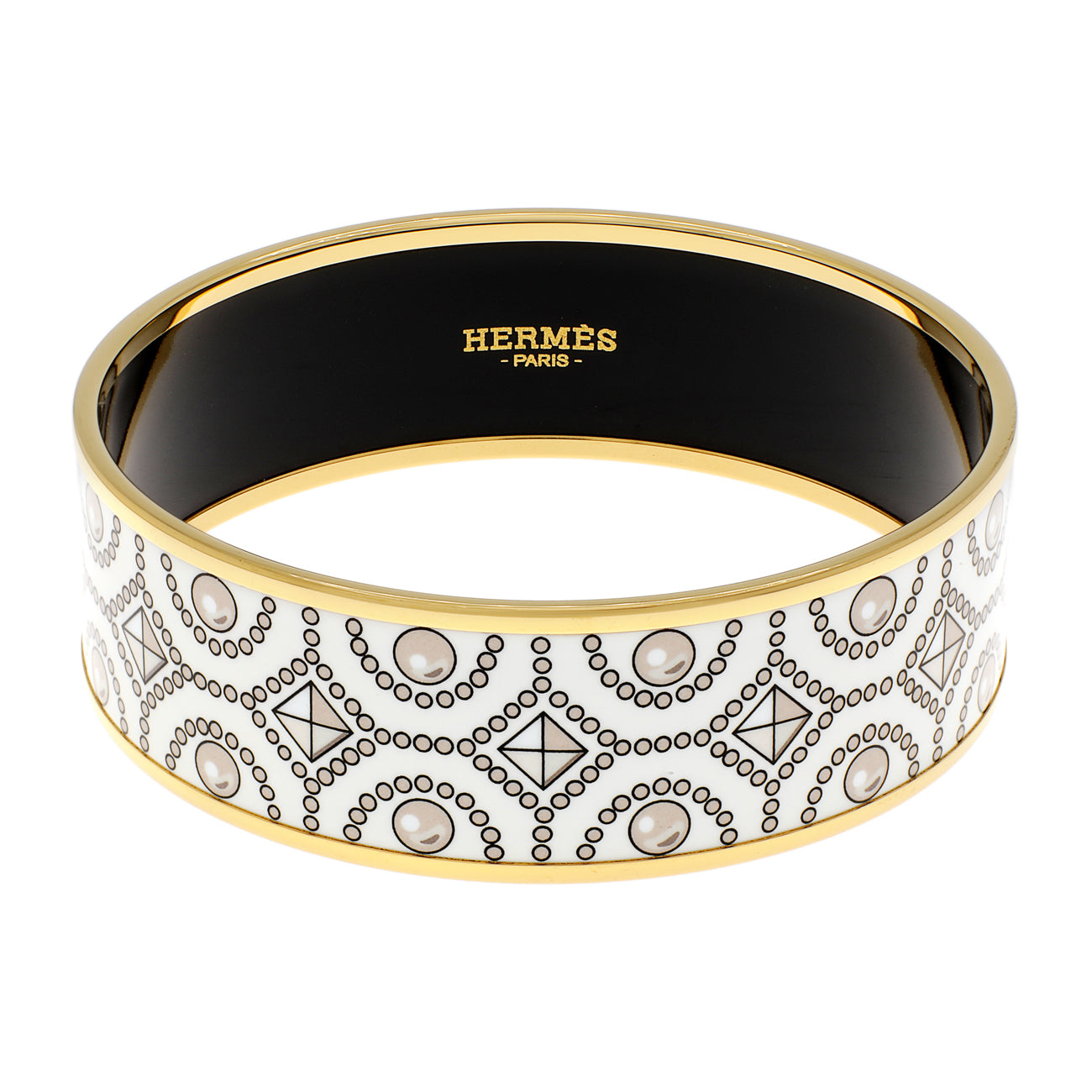 Exclusive Hermes Wide Enamel Printed Bracelet — Front View