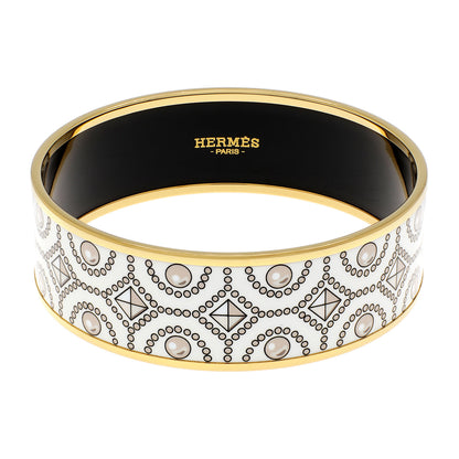 Exclusive Hermes Wide Enamel Printed Bracelet — Front View