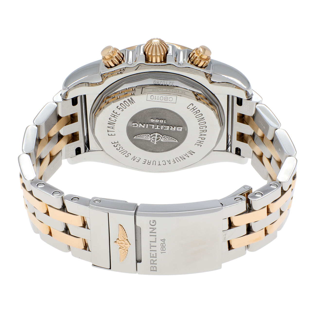 Exclusive Breitling Stainless Steel 18K Rose Gold Chronomat 44 CB0110 — Side View