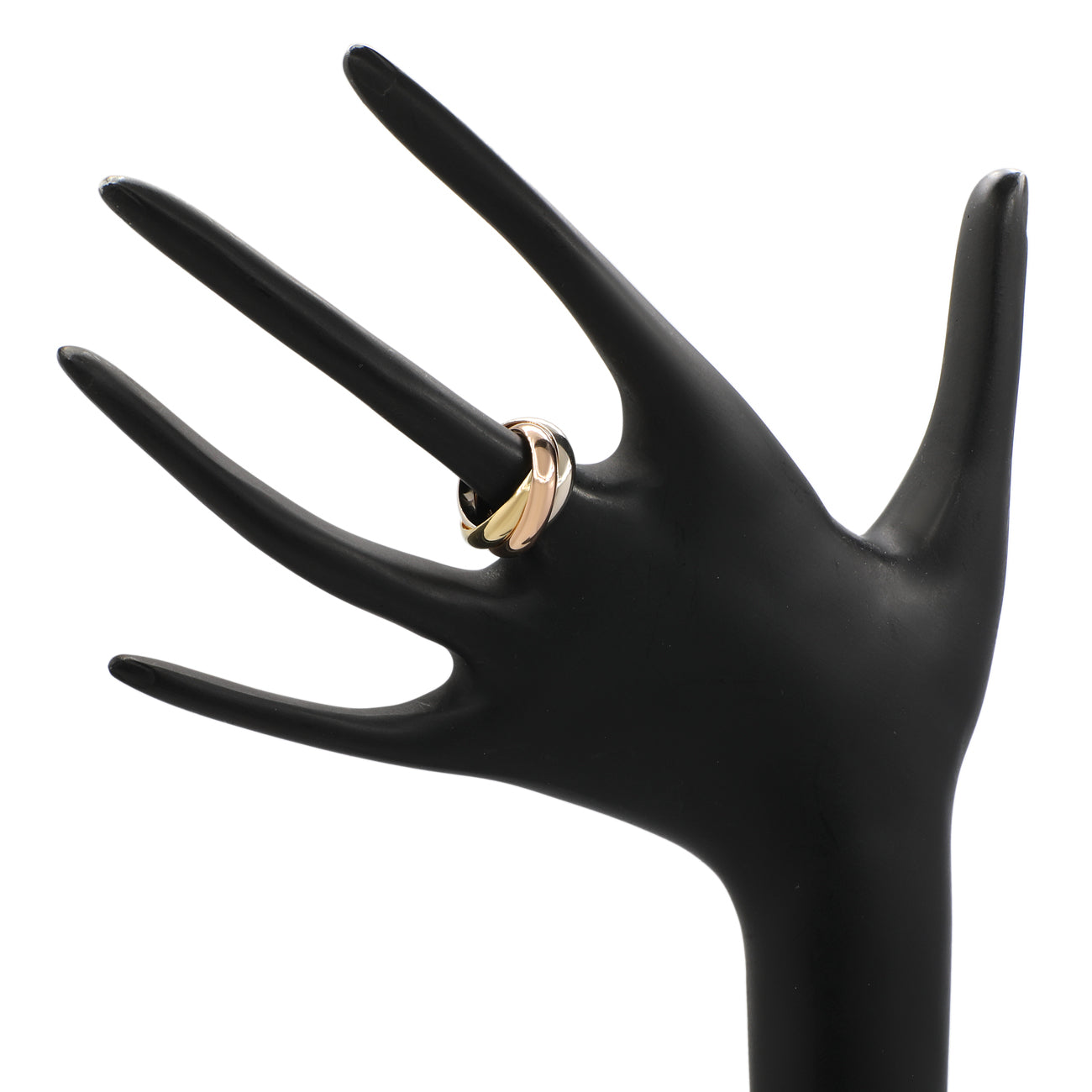 Exclusive Cartier 18K Rose Yellow White Gold Large Trinity Ring — Back View