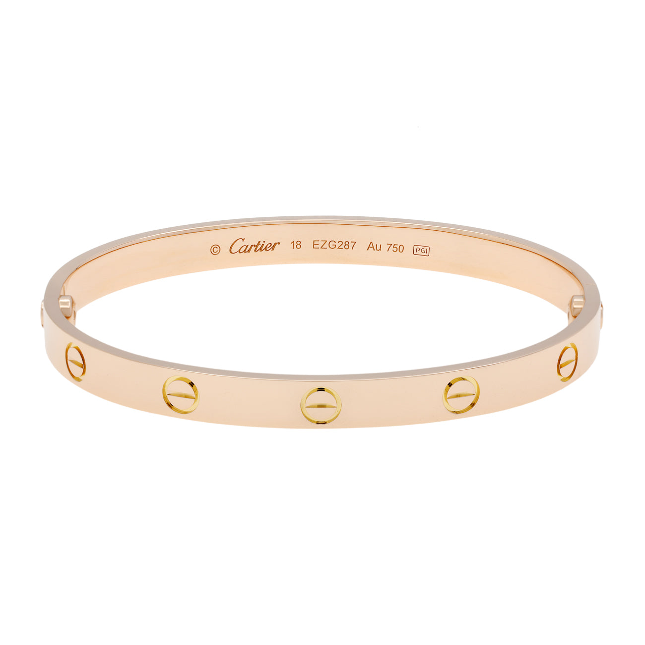Exclusive Cartier 18K Rose Gold Classic Love Bracelet — Front View