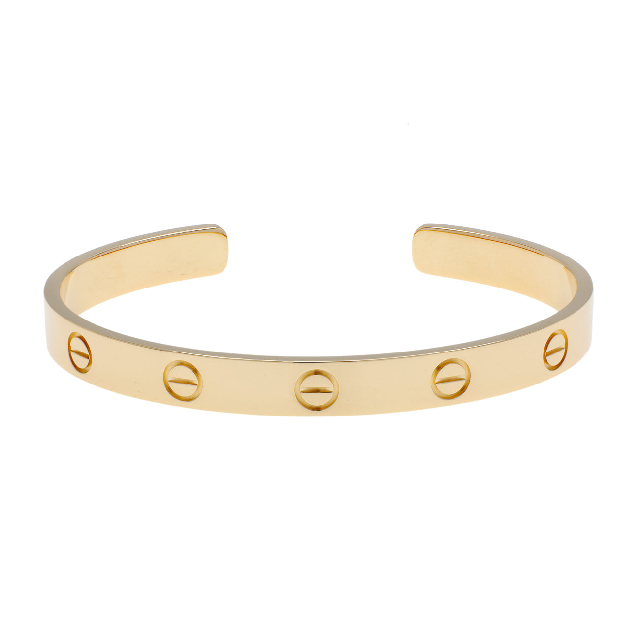 Exclusive Cartier 18K Yellow Gold Love Cuff Bracelet — Front View